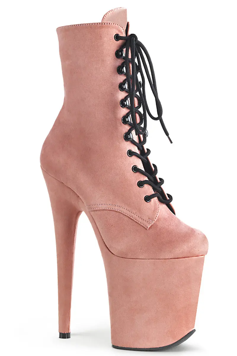 Pleaser Usa Flamingo-1020Fs Faux Suede 8Inch Boots - Baby Pink (Uk2 Only) 1