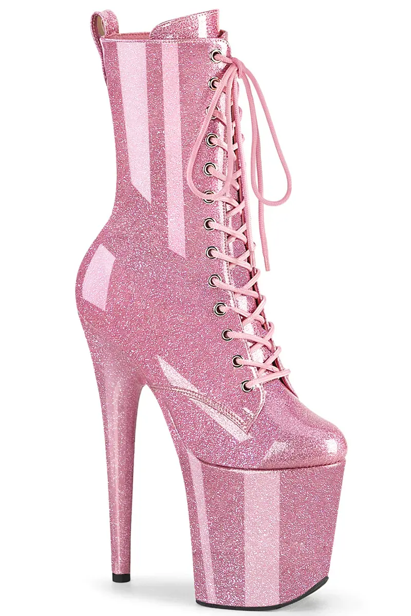 Pleaser Usa Flamingo-1040Gp 8Inch Boots - Baby Pink Glitter 1