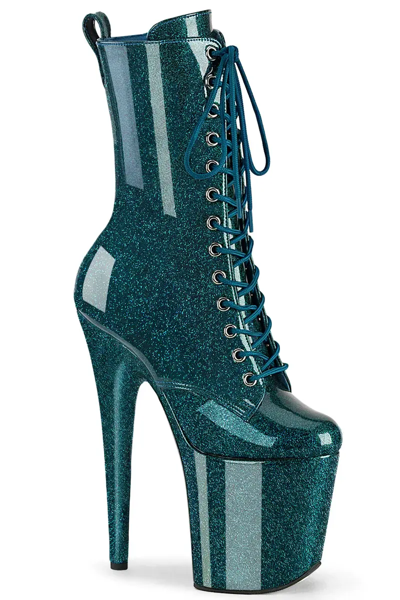 Pleaser Usa Flamingo-1040Gp 8Inch Boots - Teal Glitter 1