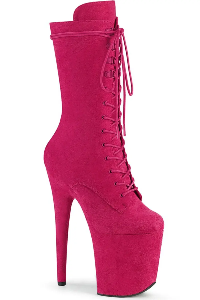 Pleaser Usa Flamingo-1050Fs Faux Suede 8Inch Boots - Hot Pink 1