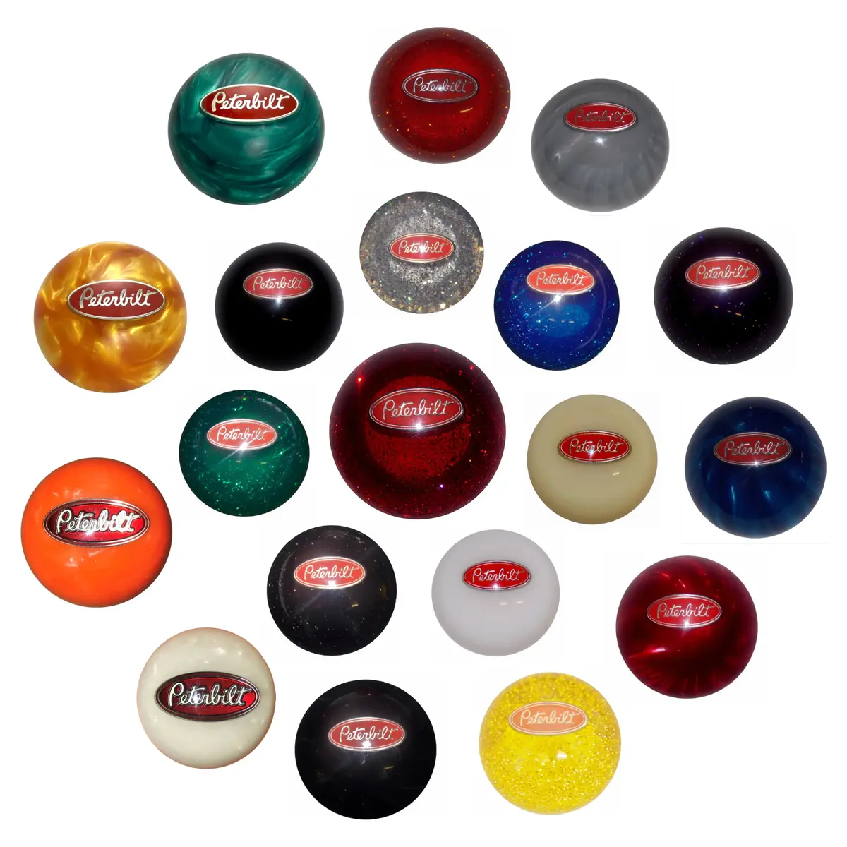 Peterbilt Emblem Brake Knobs (5/8"-11 Female Threads) Twisted Shifterz (Choose Color) 1