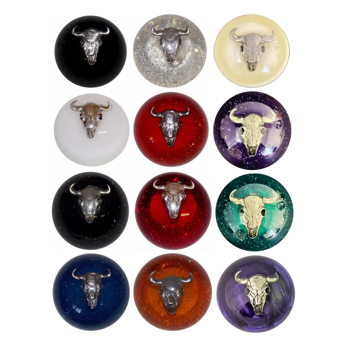 Cow Skull Brake Knobs (5/8"-11 Female Threads) Twisted Shifterz (Choose Color) 1