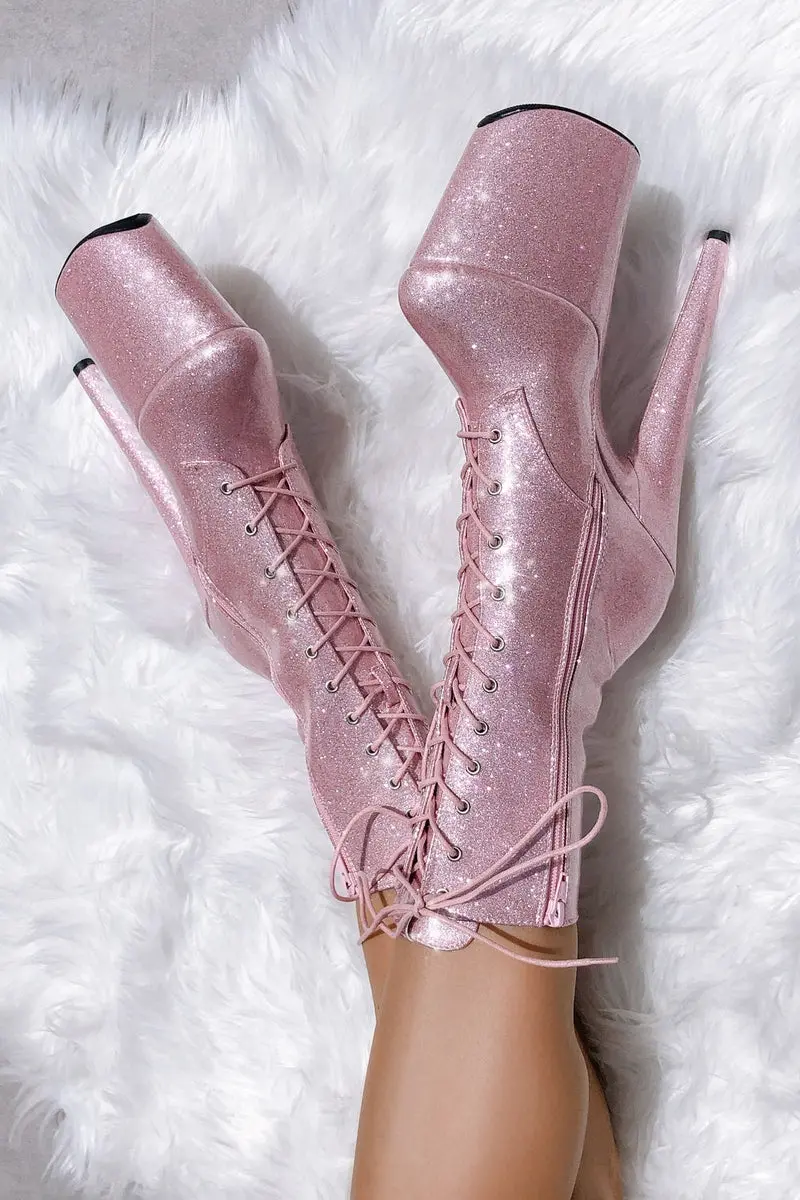 Hella Heels The Glitterati 8Inch Boots - Sugarbaby 6