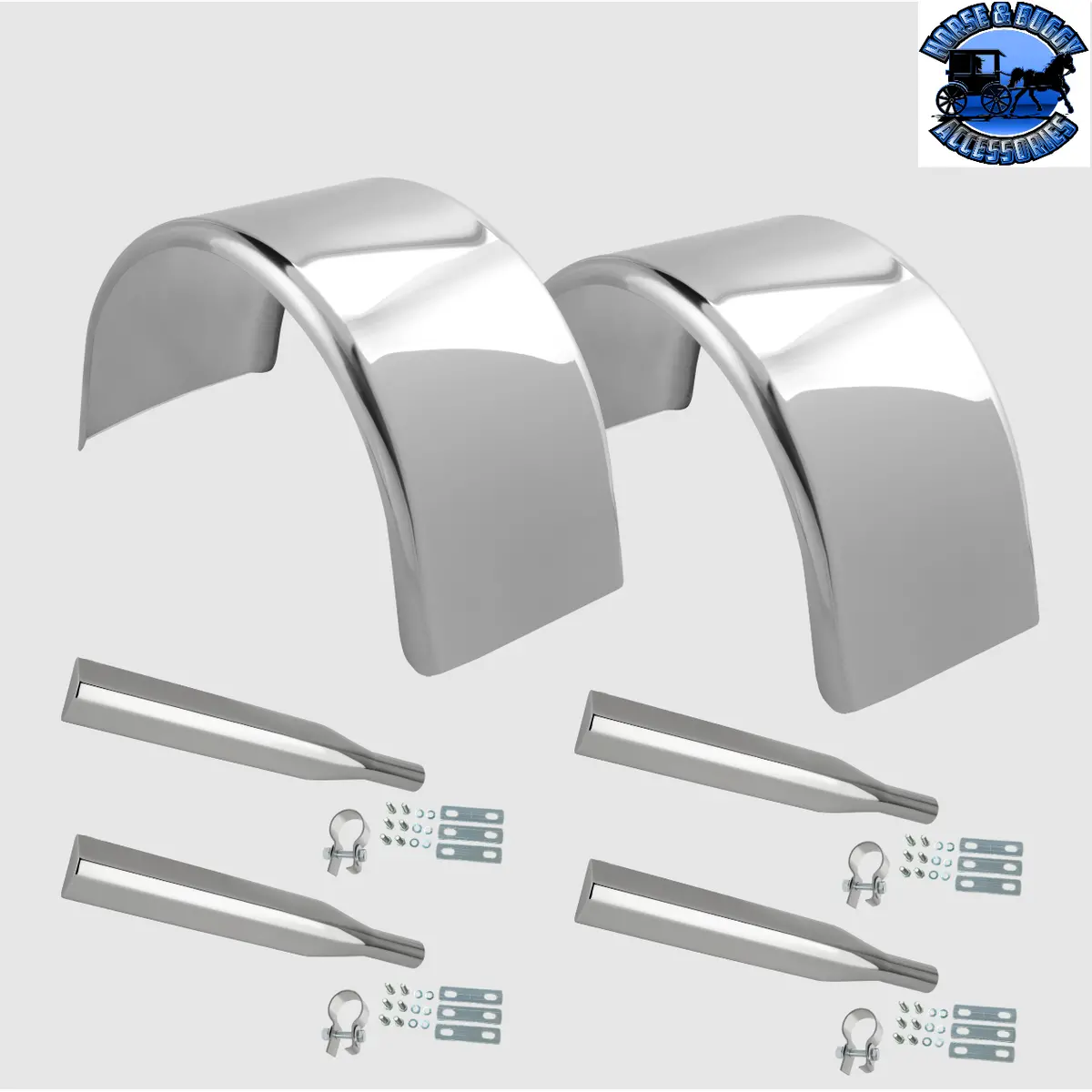Hogebuilt 90" Single Axle Fender Kit Stainless Steel W/Heavy Duty Brackets H-2756 4X Mq2012 4X H-1447 1