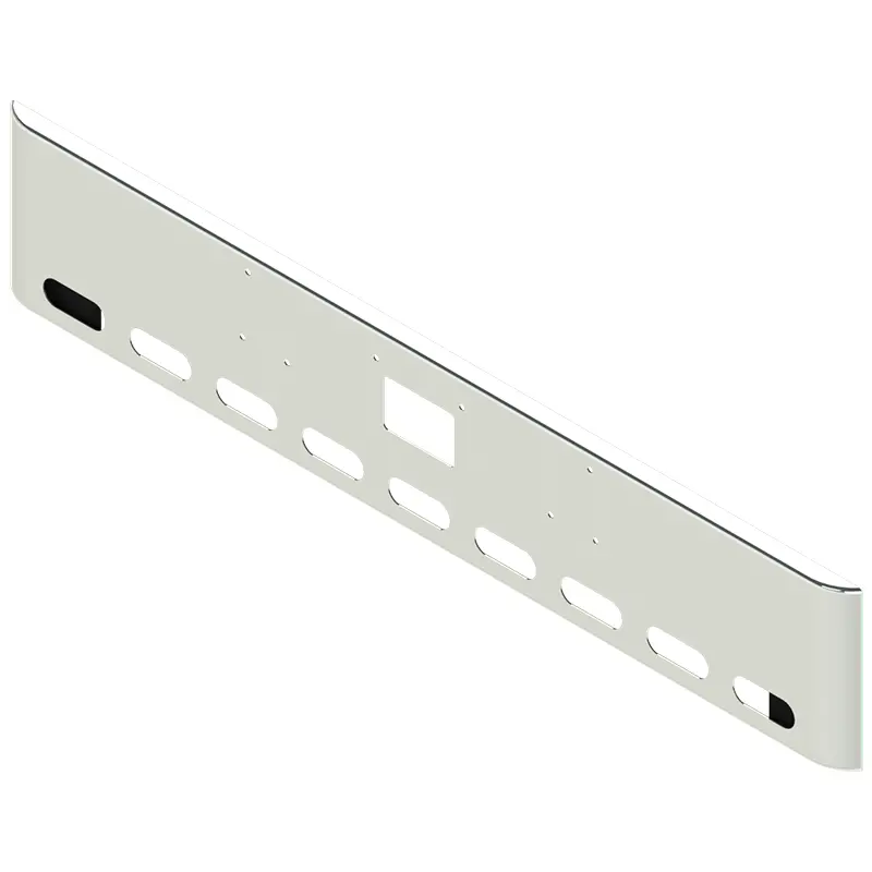 E-Hc-0010-06-009 18'' Pete Rolled End Bumper W/ Bolt & Tow Holes & 9 Oval Light Holes 1