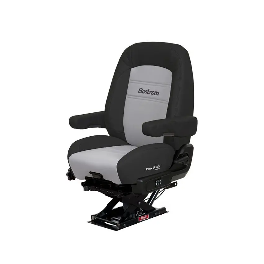 #8230011-L77 Bostrom Pro Ride Truck Seat, Black/Grey Ultra-Leather, Lopro - 910, Dual 16" Armrests, Mid-Back 1
