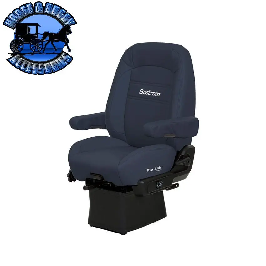 #9230011-904  Bostrom Pro Ride Truck Seat, Blue Ultra-Leather, Lopro - 910, Drape, Dual 16" Armrests, Mid-Back 1