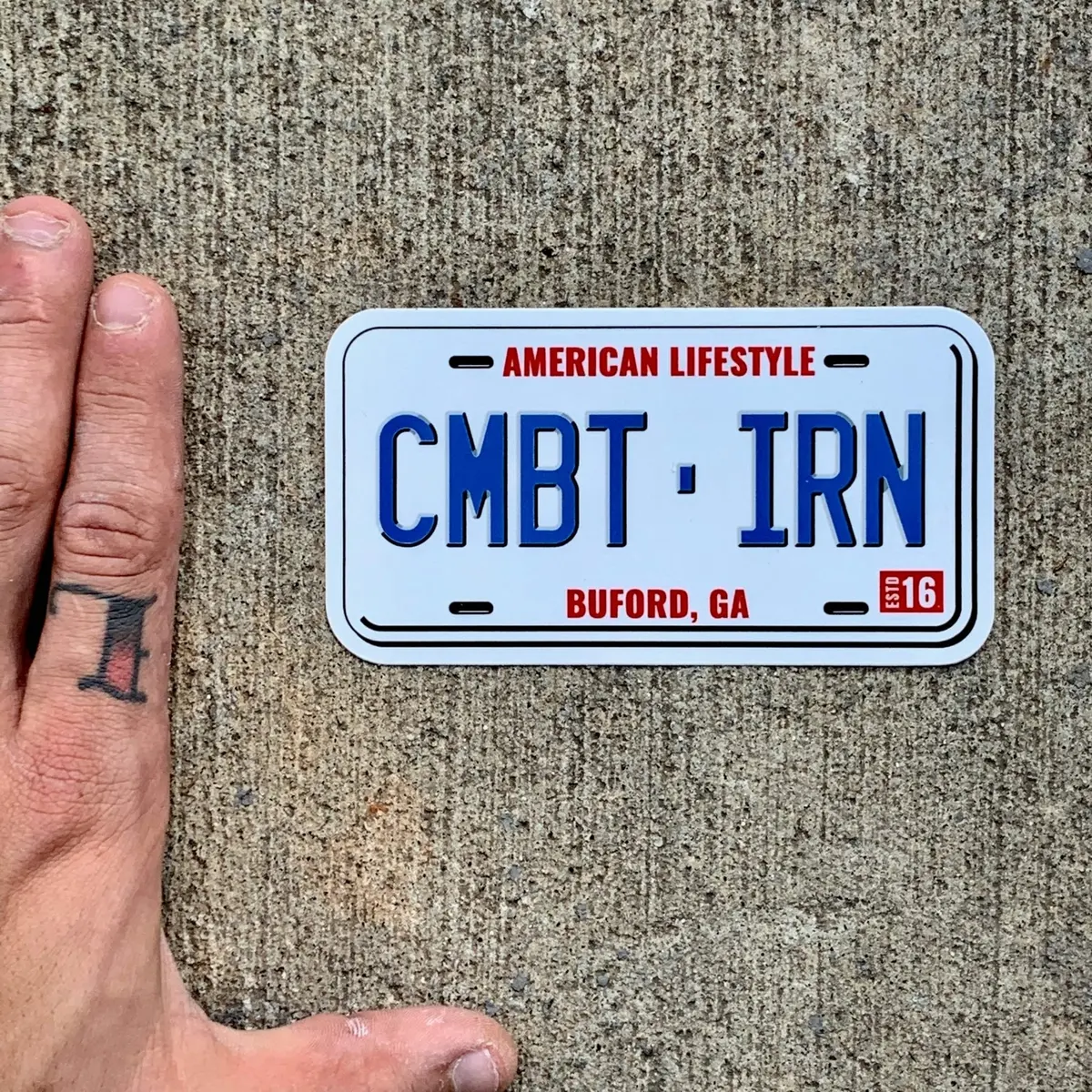 Cmbt Irn License Plate Decal 1