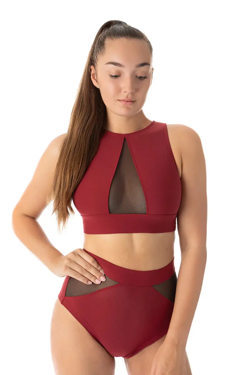 Dragonfly Rachel Sports Bra - Burgundy Mesh 1