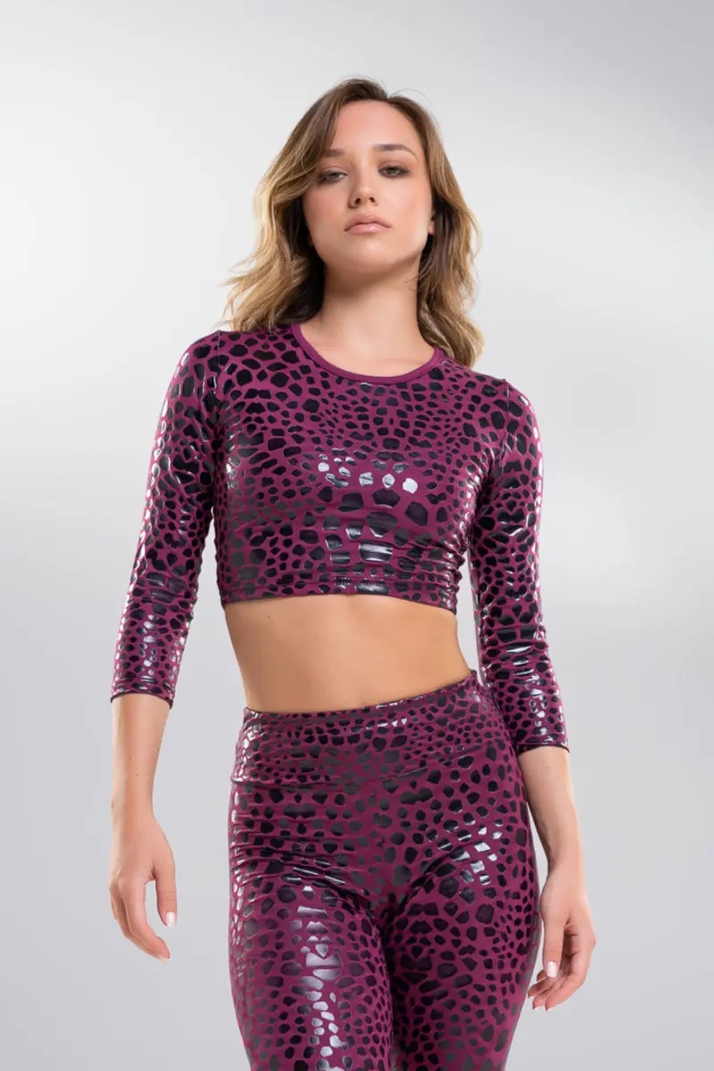 Paradise Chick Superhero Sticky Crop Top - Magenta Chameleon 1