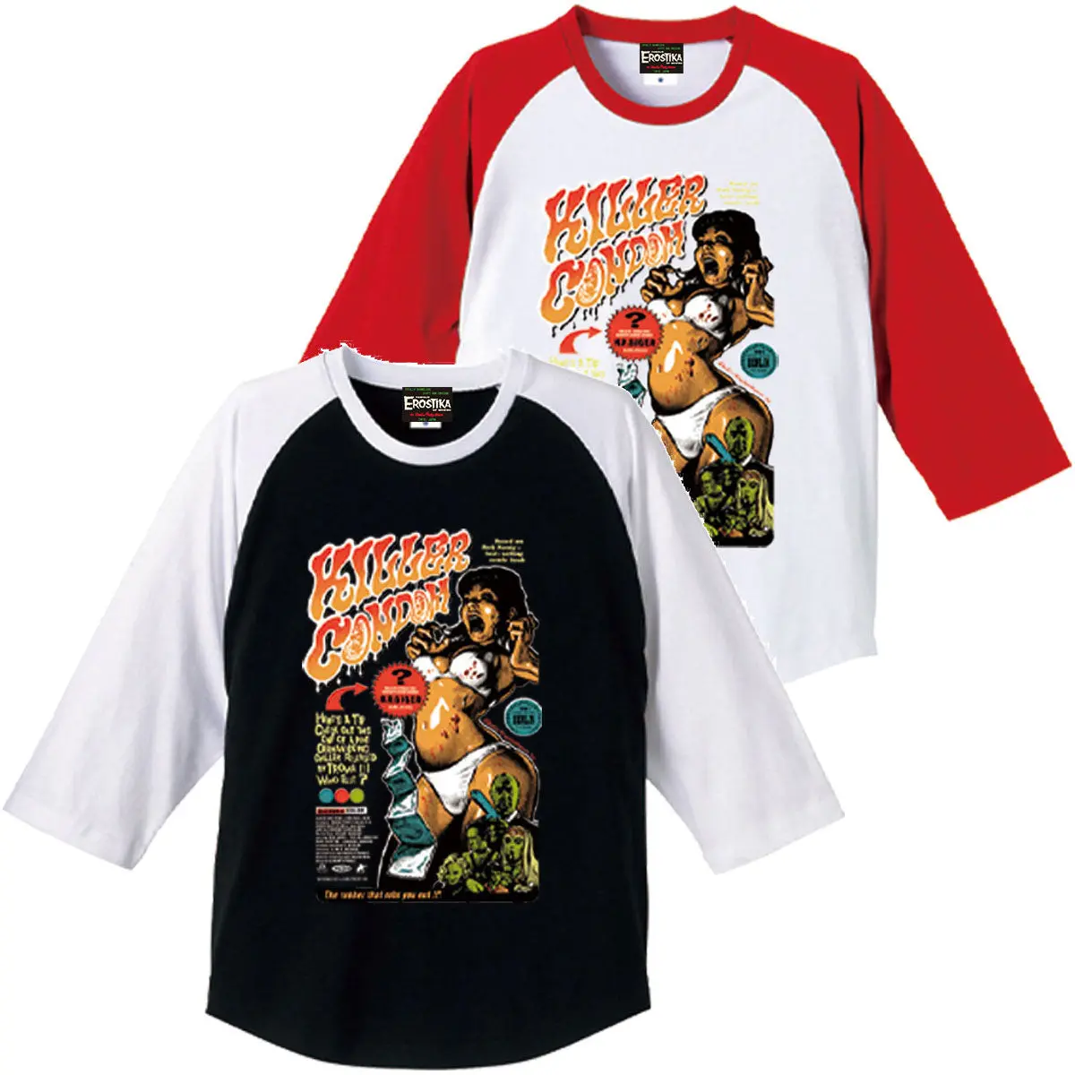 ”Killer Condom” Original Version 3/4 Sleeve T-Shirt 1