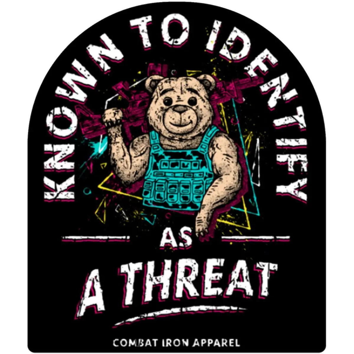 Known To Identify As A Threat Retro Tactibear Decal 1