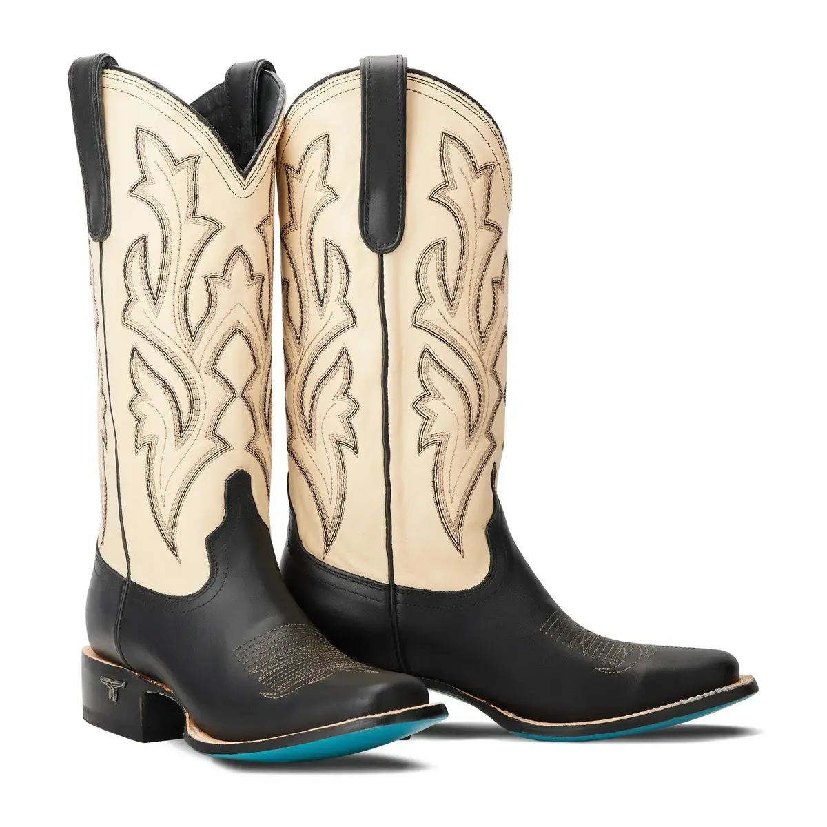 Classic Square Toe Boot - Jet Black & Pale Ivory By Lane | Bourbon Cowgirl 1