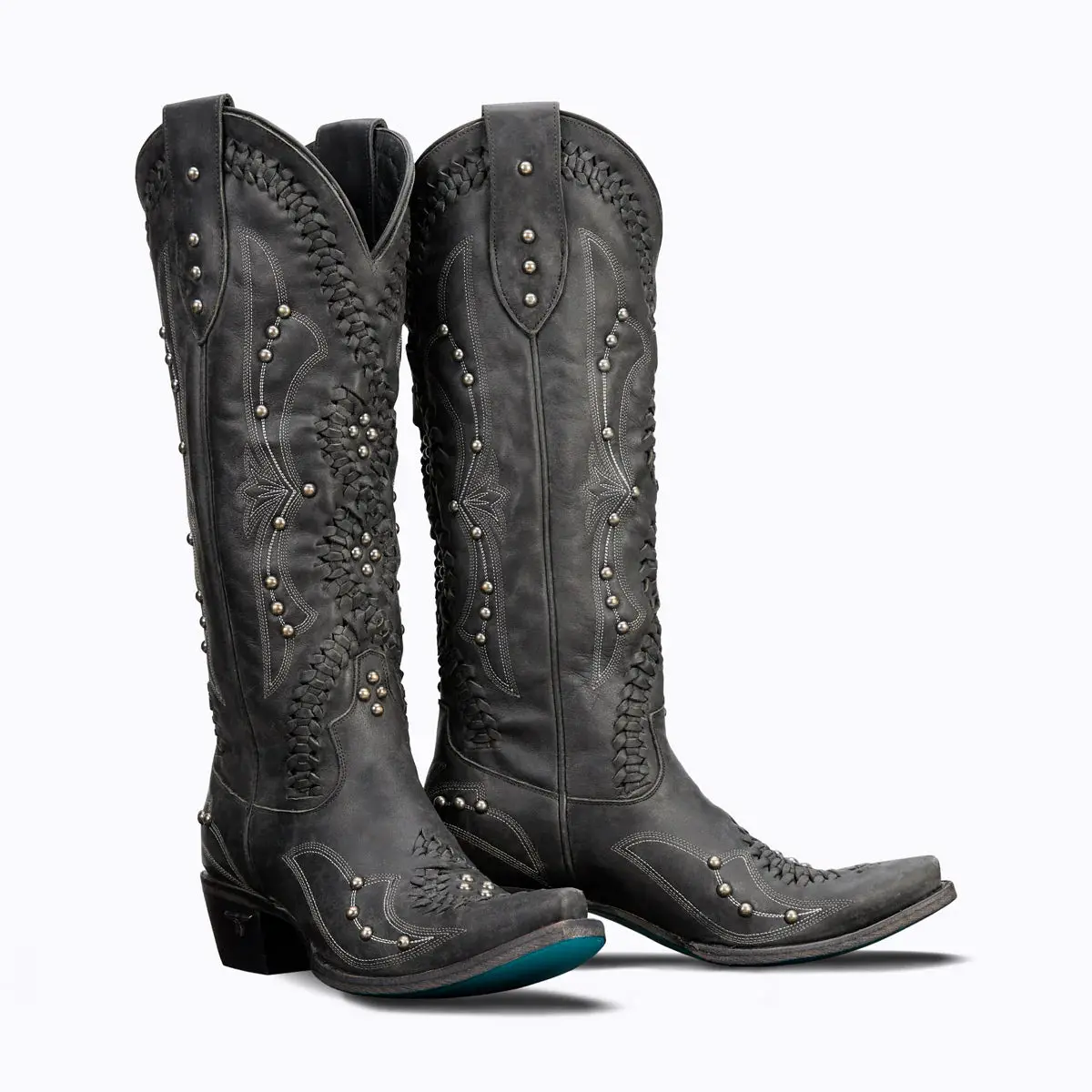 Lane Cossette Distressed Jet Black Cowgirl Boots| Bourbon Cowgirl 1