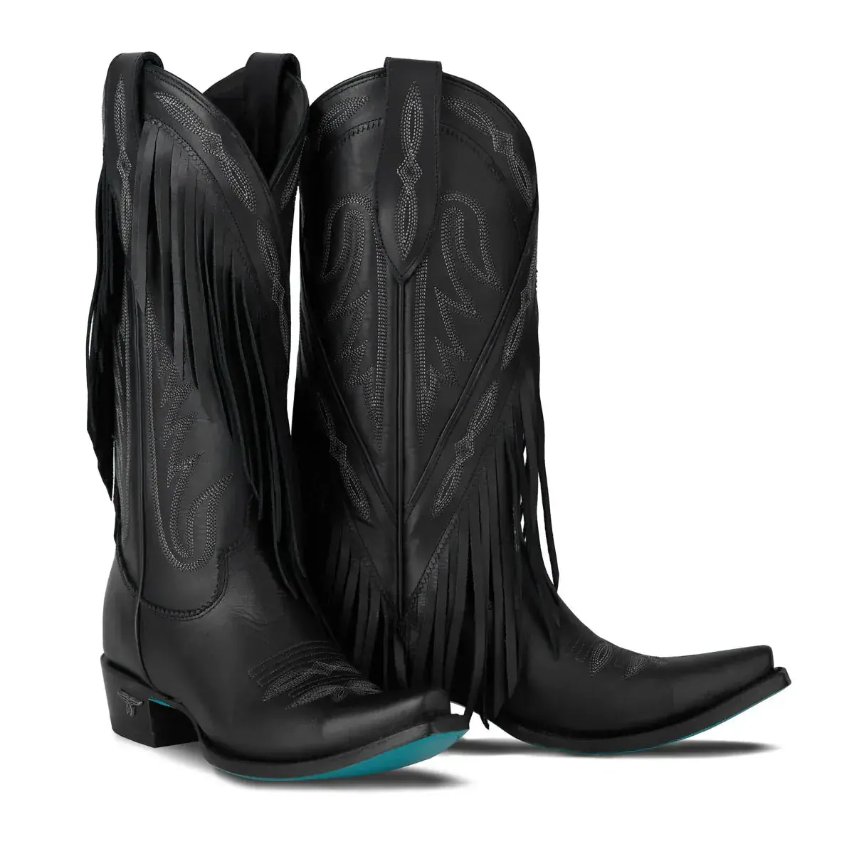 Senita Falls Jet Black Fringed Cowboy Boots By Lane | Bourbon Cowgirl 1