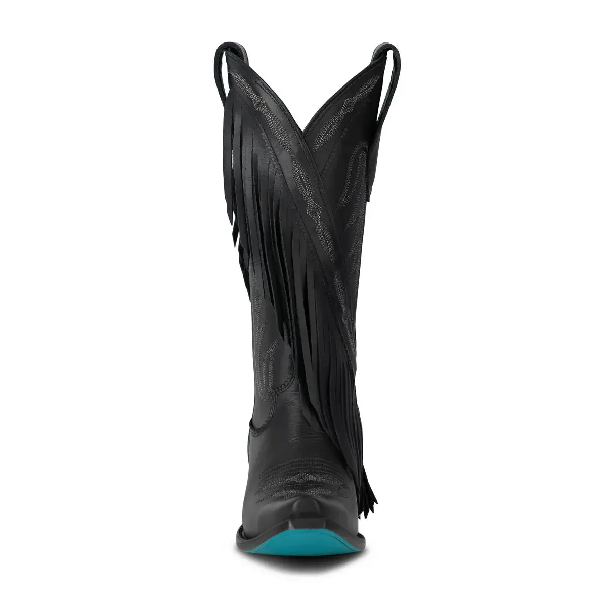 Senita Falls Jet Black Fringed Cowboy Boots By Lane | Bourbon Cowgirl 5