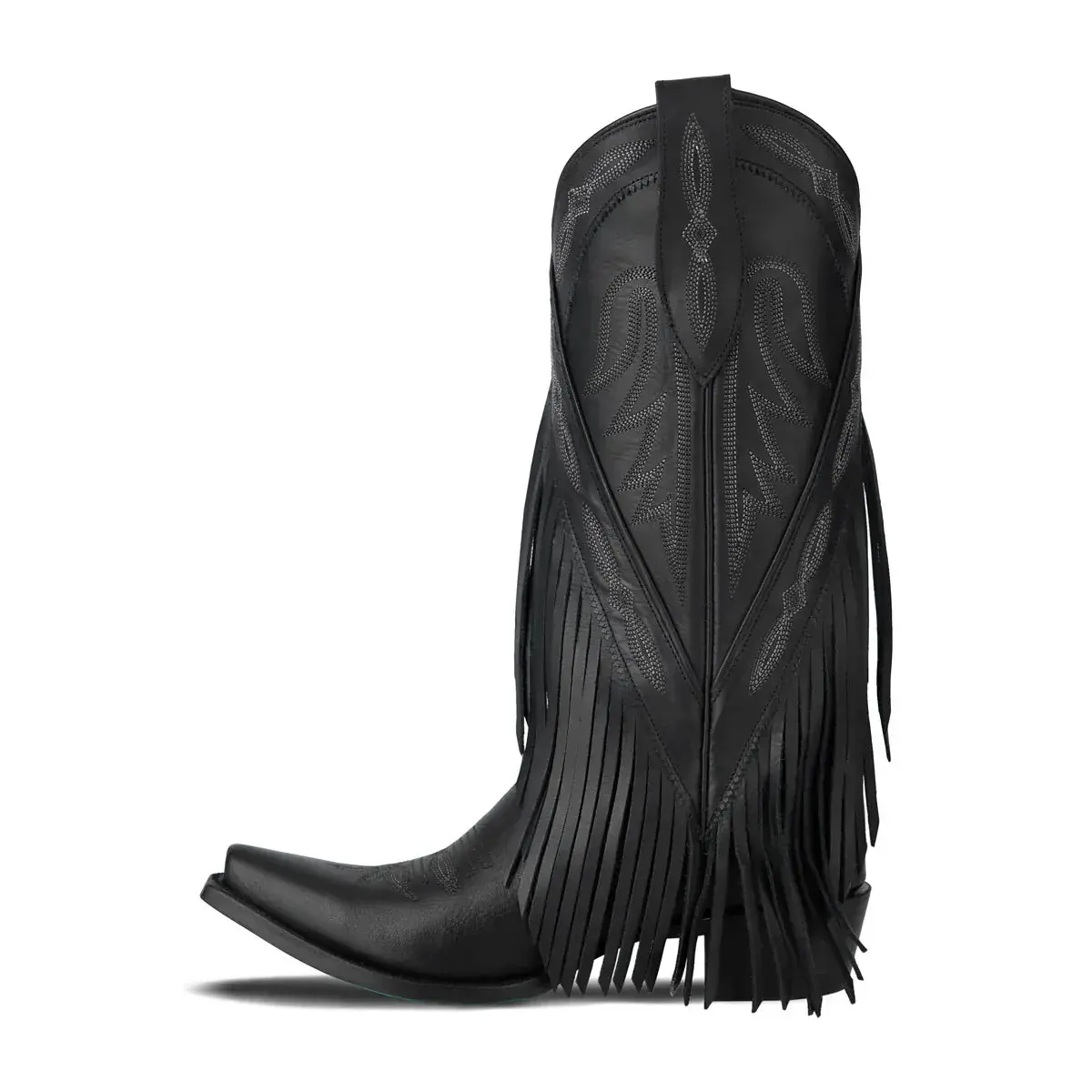 Senita Falls Jet Black Fringed Cowboy Boots By Lane | Bourbon Cowgirl 8