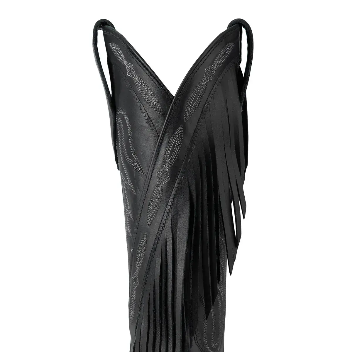 Senita Falls Jet Black Fringed Cowboy Boots By Lane | Bourbon Cowgirl 9
