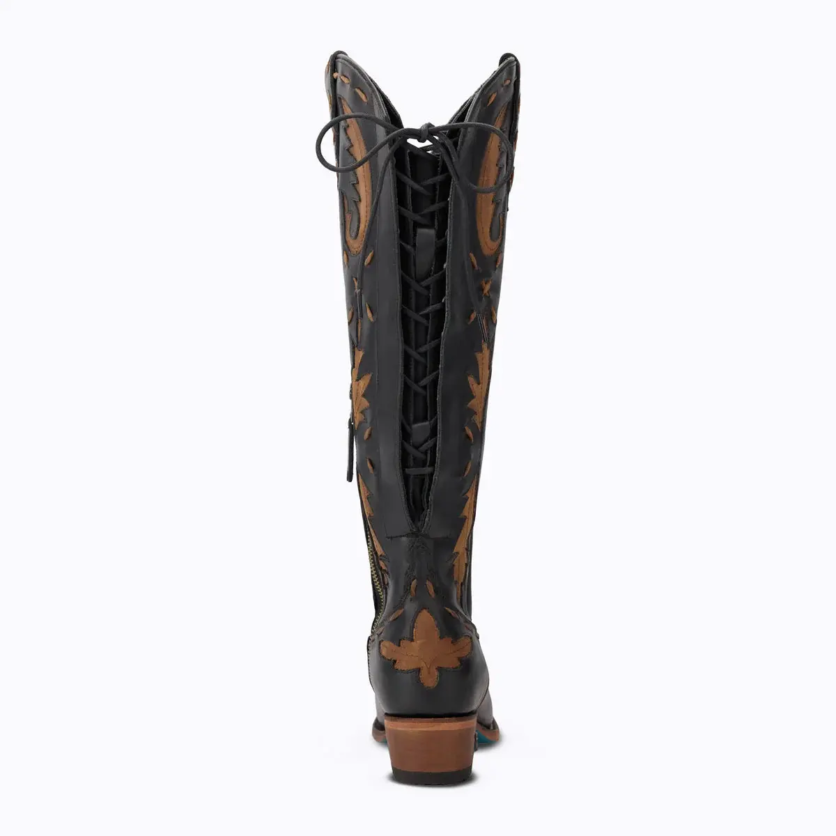 Reverie Knee High Tall Snip Toe Black & Brown Cowboy Boots| Bourbon Cowgirl 4