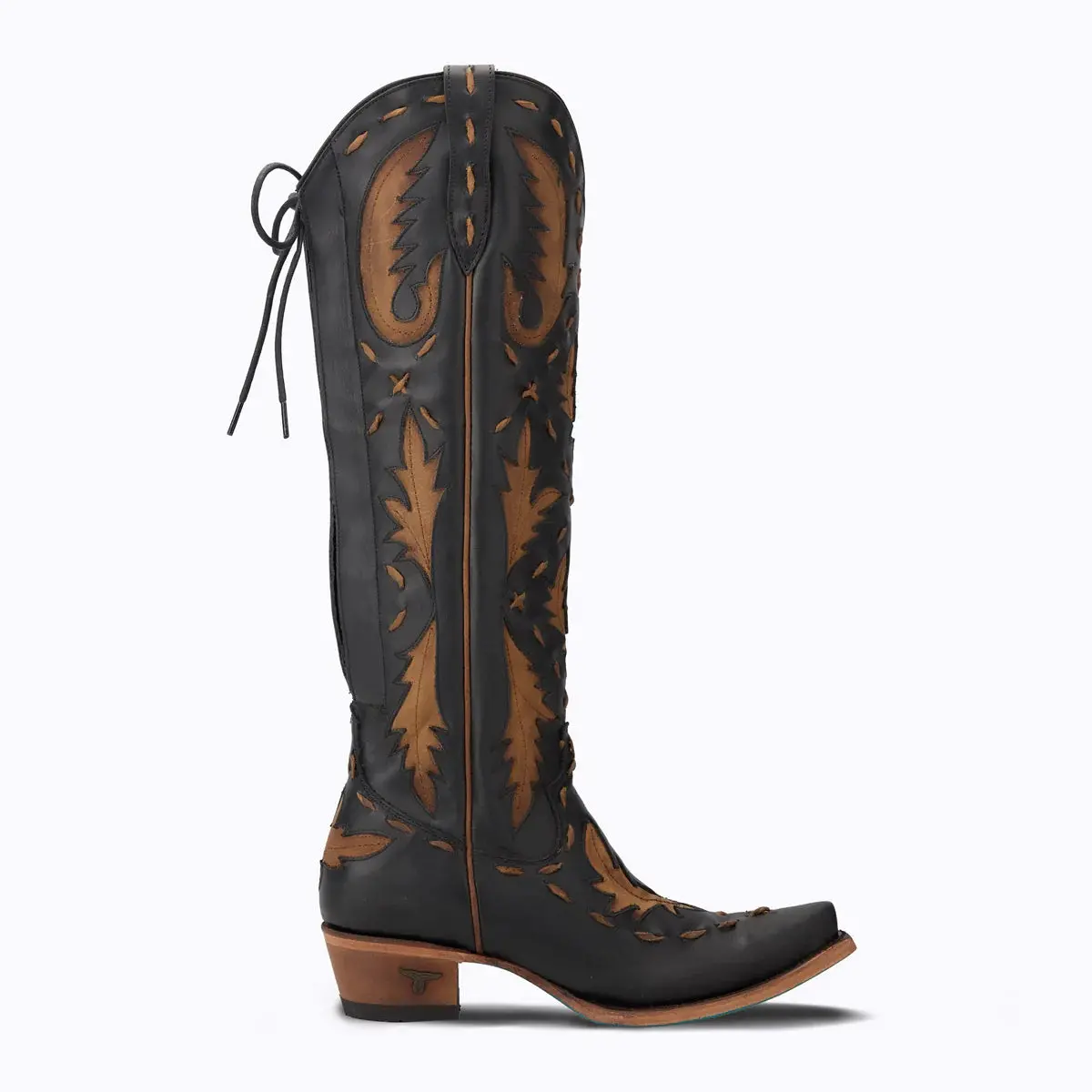 Reverie Knee High Tall Snip Toe Black & Brown Cowboy Boots| Bourbon Cowgirl 5