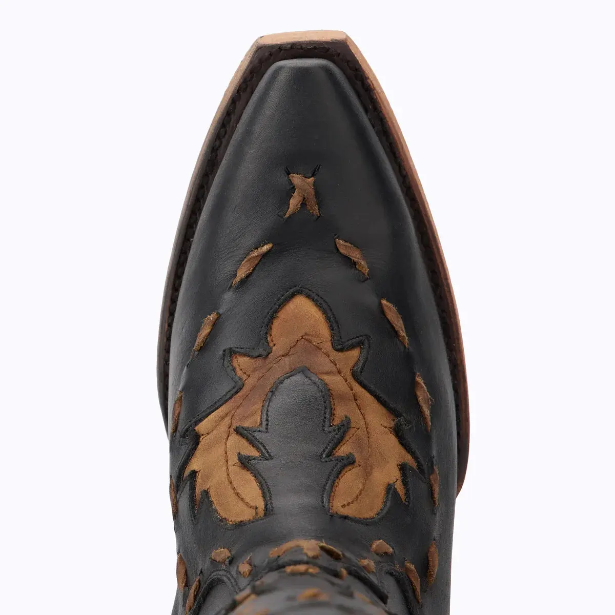 Reverie Knee High Tall Snip Toe Black & Brown Cowboy Boots| Bourbon Cowgirl 7