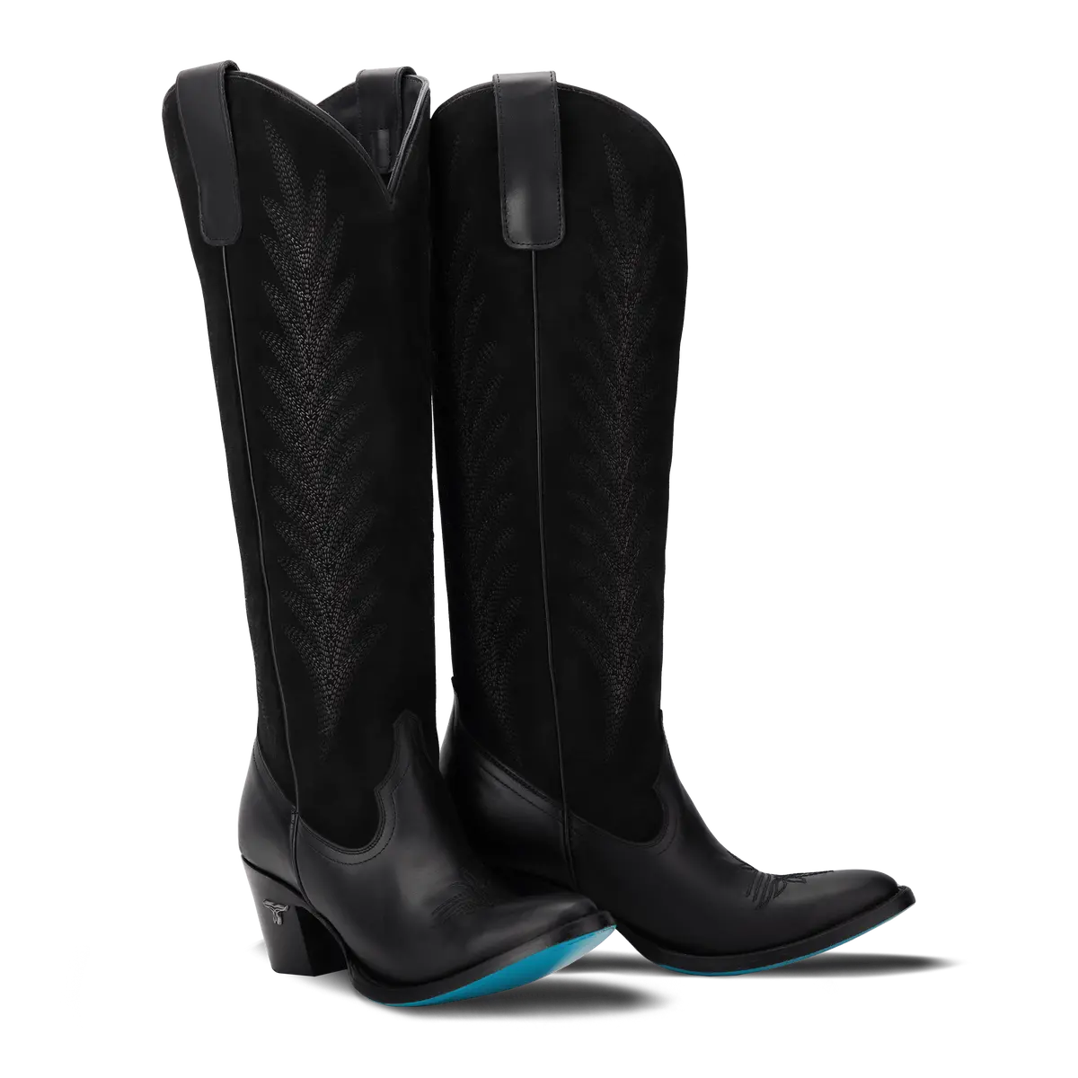 Jentry Knee High Boot - Jet Black & Soft Black Suede 1