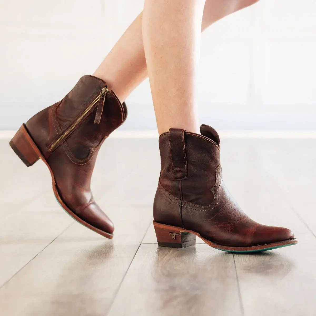 Plain Jane Bootie By Lane Boots Cognac| Bourbon Cowgirl 1