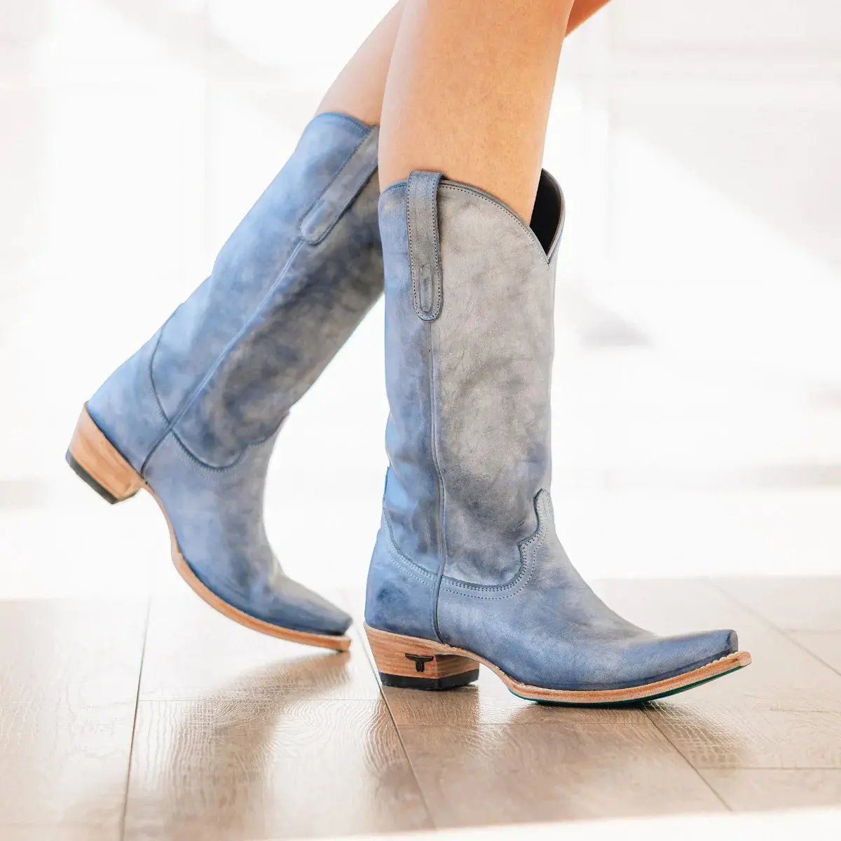 Emma Jane By Lane Boots, Washed Denim Blue Cowgirl Boots| Bourbon Cowgirl 1