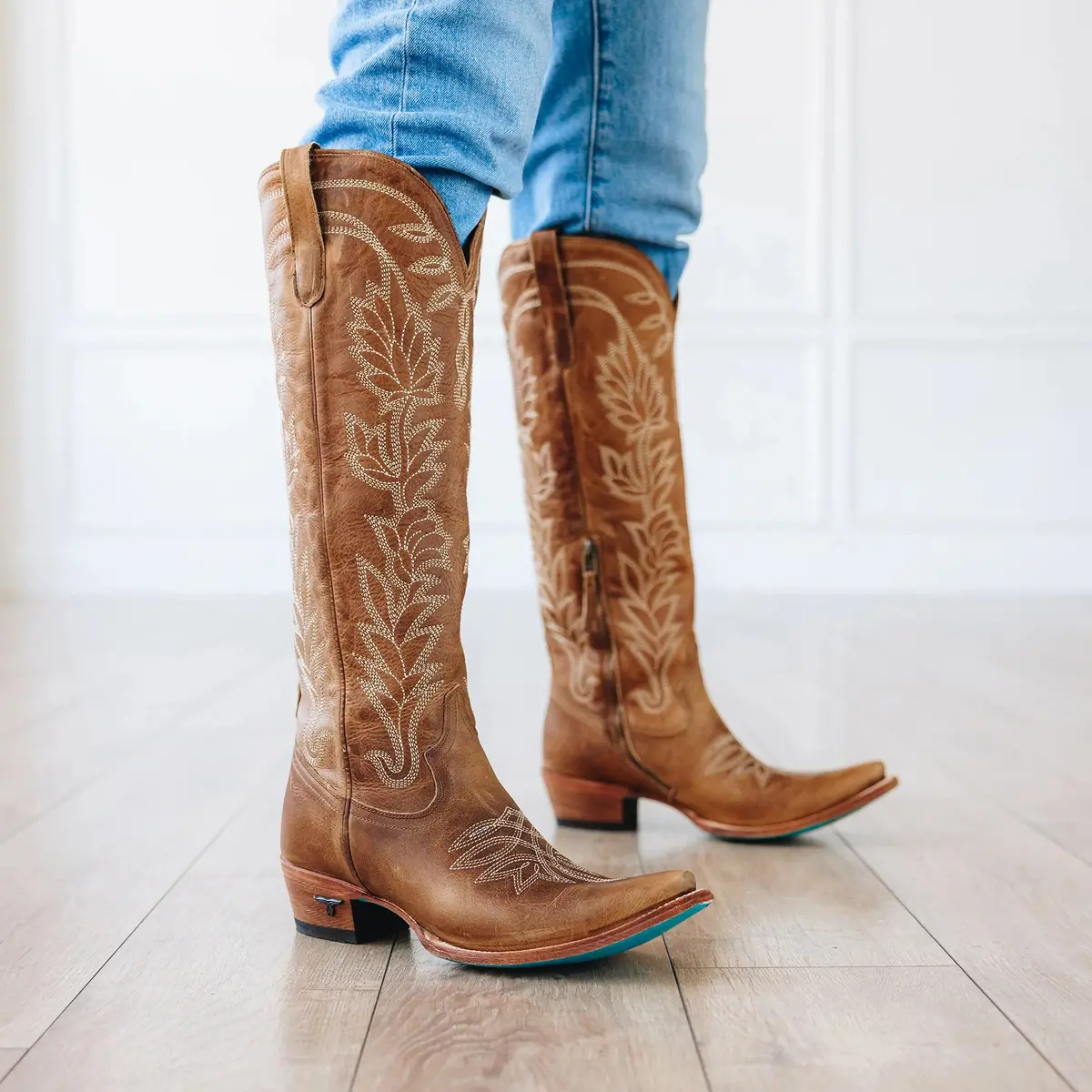 Sandaga Desert Clay Knee High Cowboy Boots By Lane | Bourbon Cowgirl 1