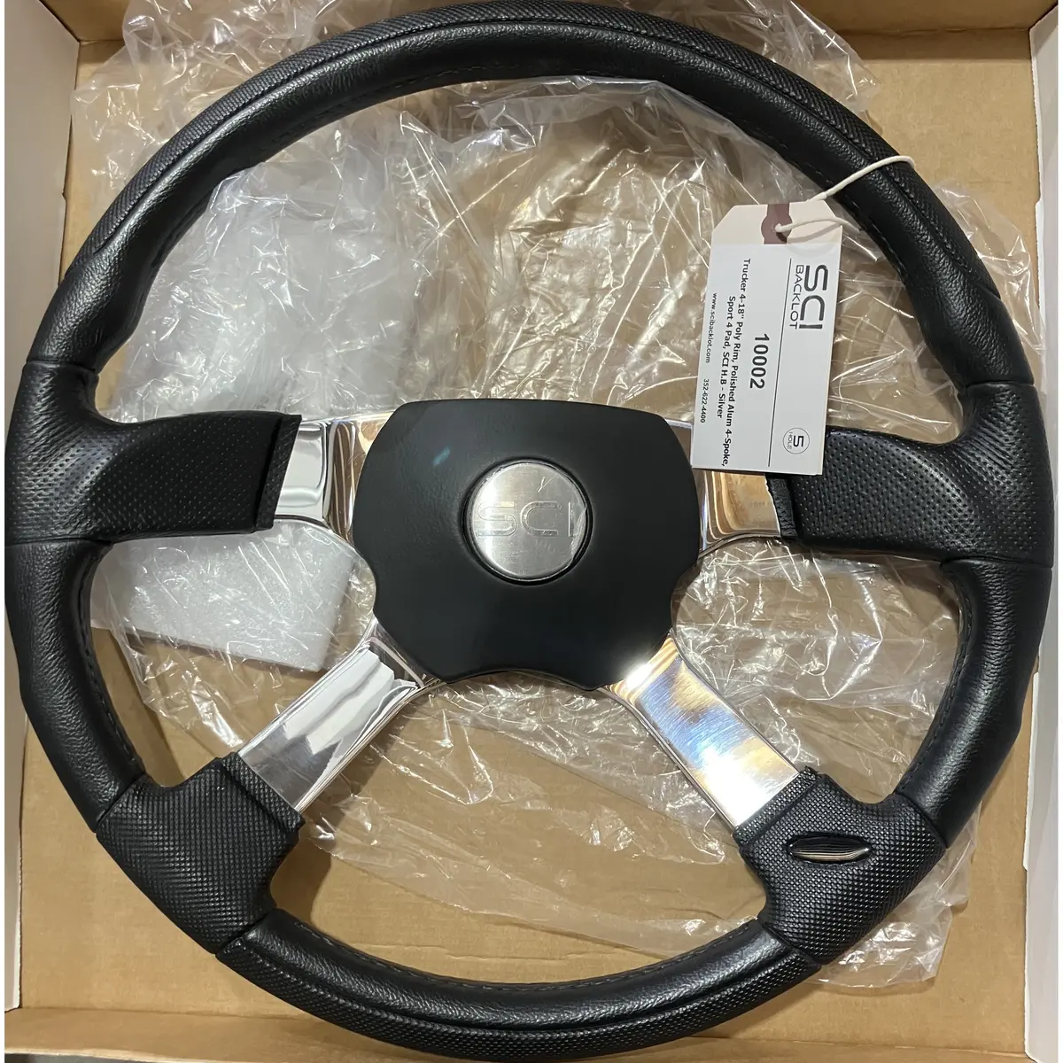 Sc-10002 Trcker 4-18" Black Poly Rim, Polished Alum 4-Spoke, Sport 4 Pad - Silver 1