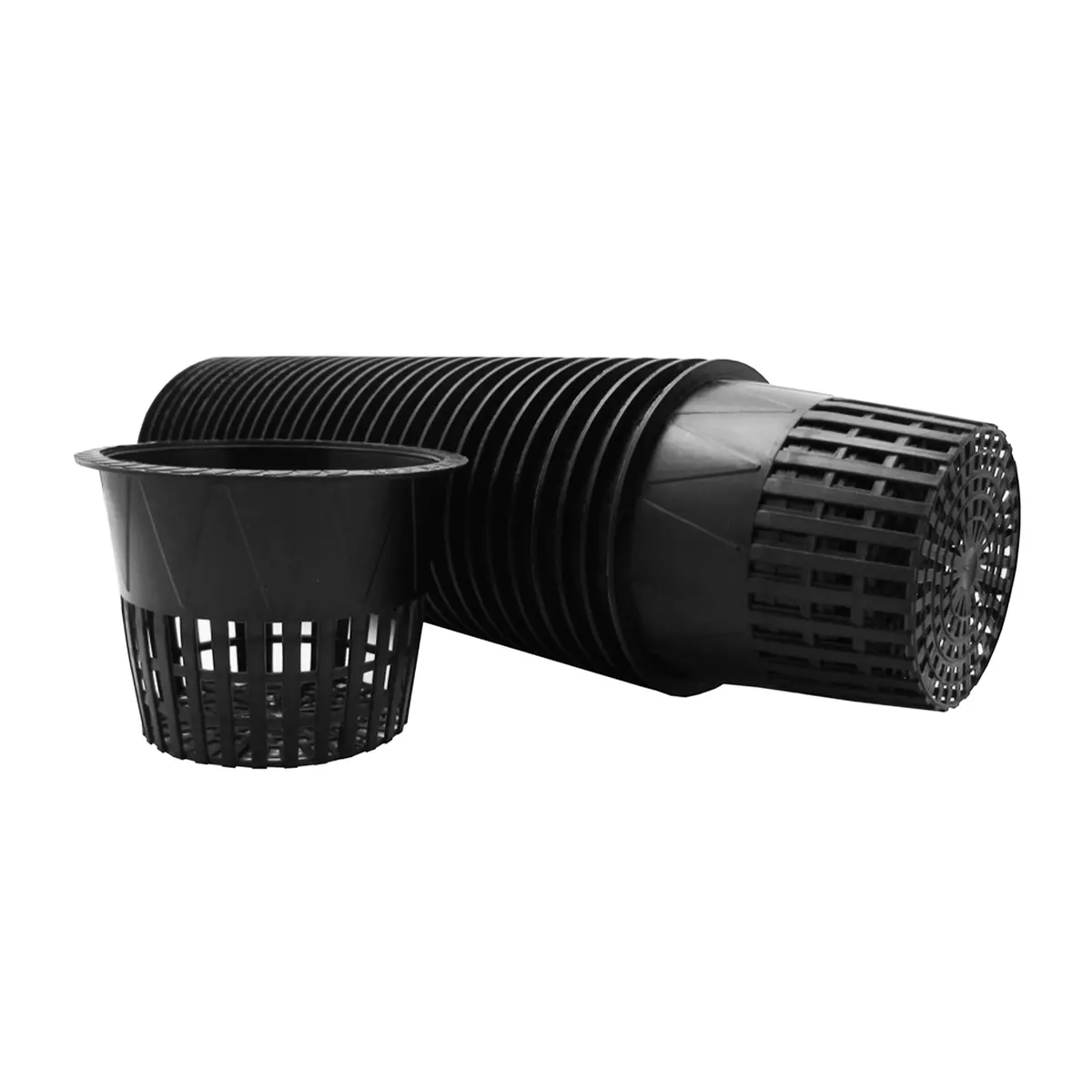 Viagrow Slotted Black Plastic Net Pots For Hydroponics And Soil Root Aeration And Drainage (Case) 1