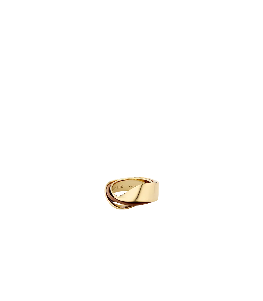 Ormé Ring - Gold Gilded With Camel Leather 1