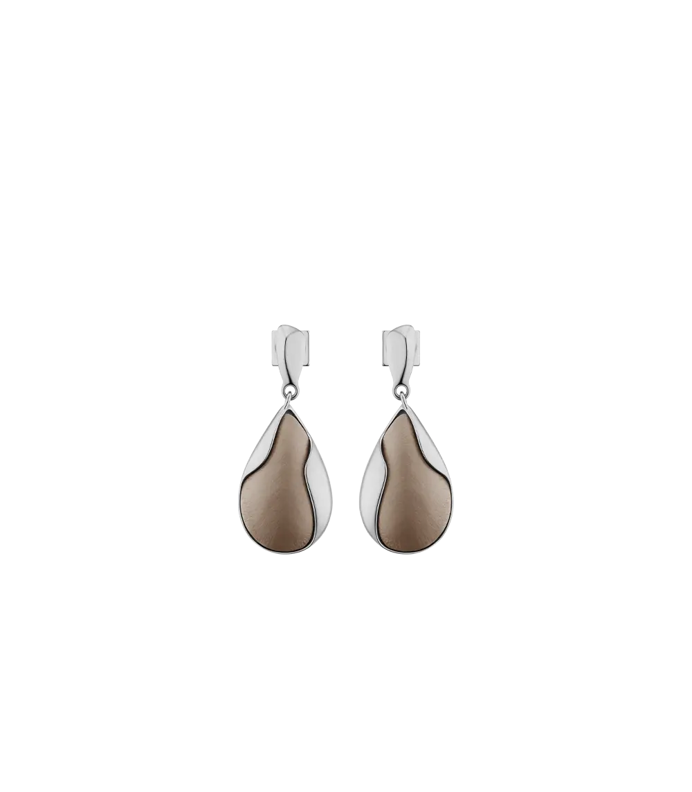 Ormé Earrings - Silver In Rhodium With Taupe Leather 1
