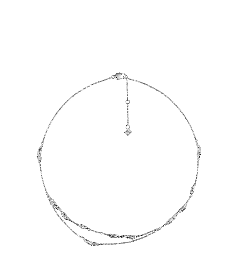 Eroz Double Chain - Silver In Rhodium Plated Brass 1