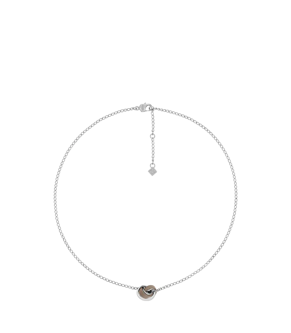 Ormé Necklace - Silver In Rhodium With Taupe Leather 1