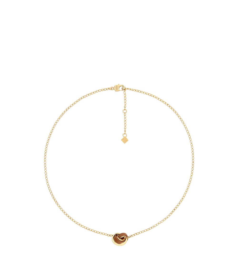 Ormé Necklace - Gold Gilded With Camel Leather 1