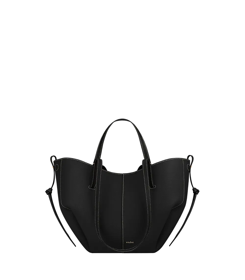 Cyme Mini - Textured Black With Ecru Stitching 1