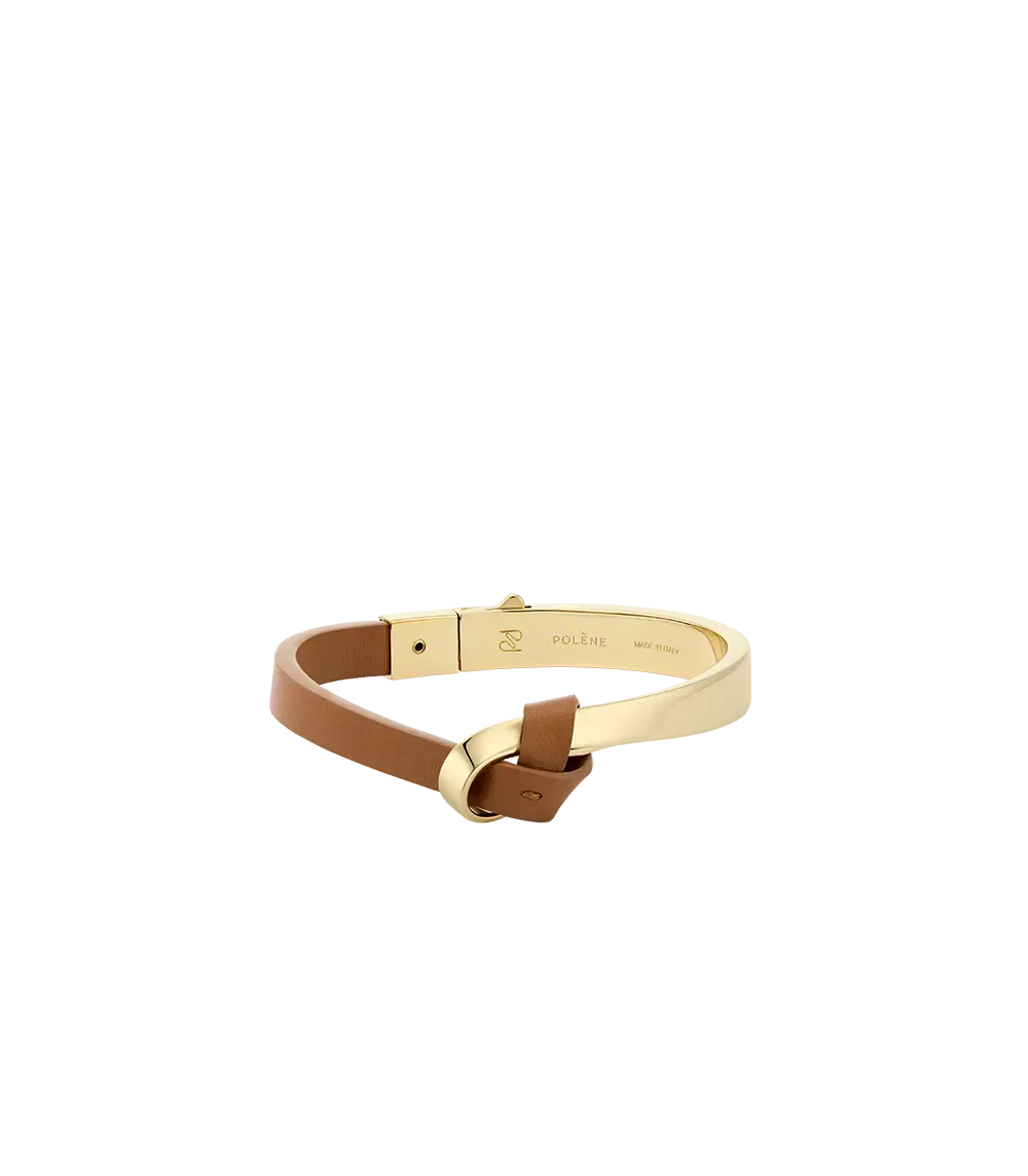 Ormé Bangle - Gold Gilded With Camel Leather 1