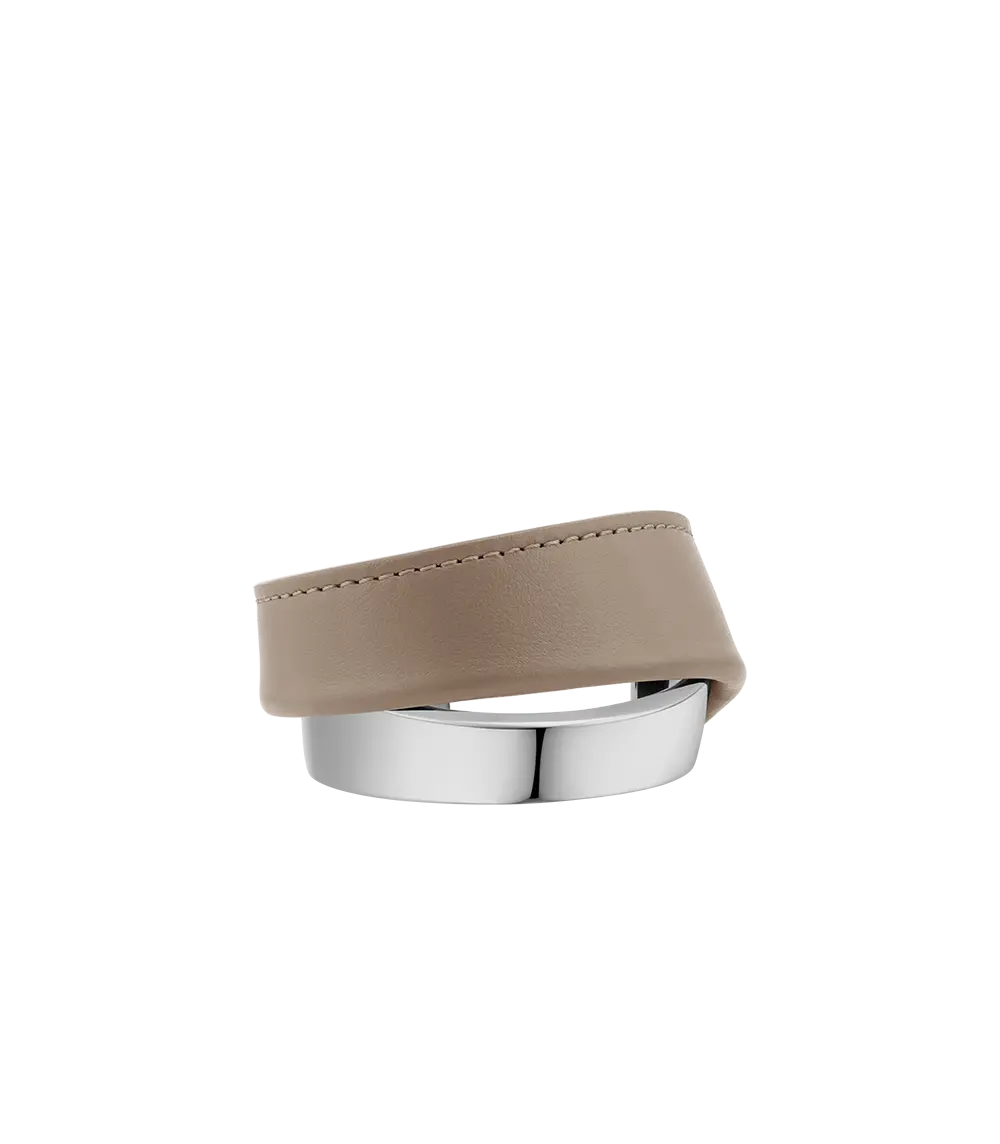 Ormé Cuff - Silver In Rhodium With Taupe Leather 1