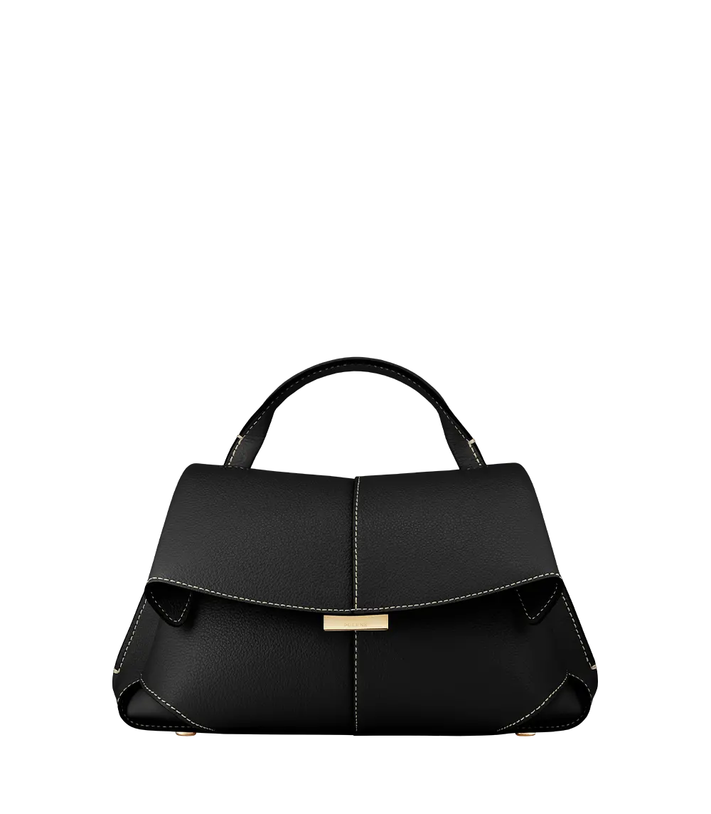 Mokki Mini - Textured Black With Ecru Stitching 1