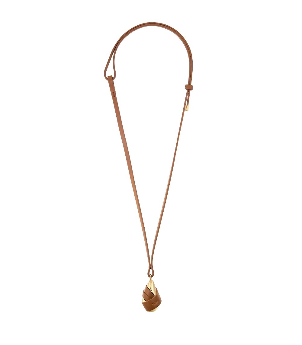 Ormé Pendant - Gold Gilded With Camel Leather 1