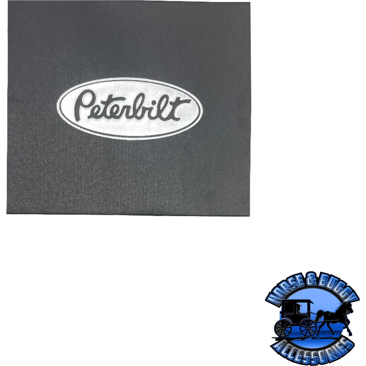 Mud-381614-102 3/8'' Black Rubber Mudflap W/ Peterbilt Silver Logo For Front Fender (16'' X 14'') 1