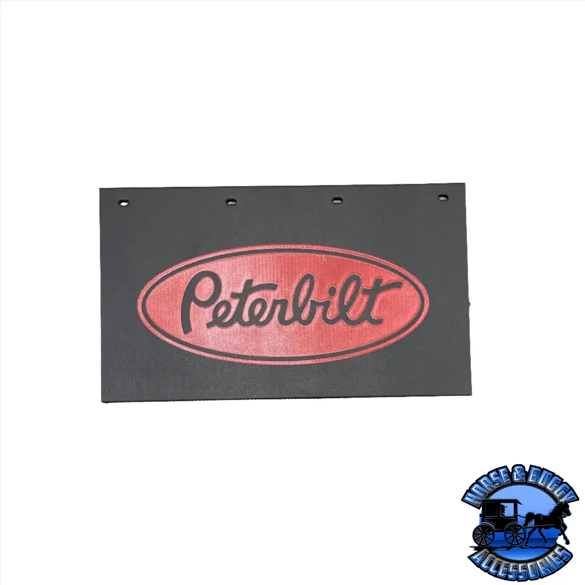 Mud-382414-101 3/8'' Black Rubber Mudflap For Battery Box W/ Pete Red Logo (24'' X 14'') 1
