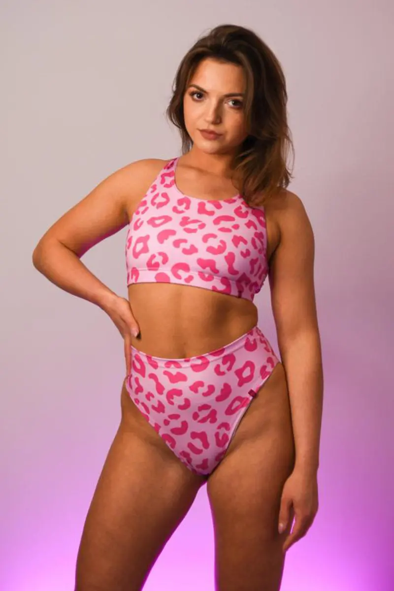 Pole Addict Mona High Leg Bottoms - Pink Panther 1