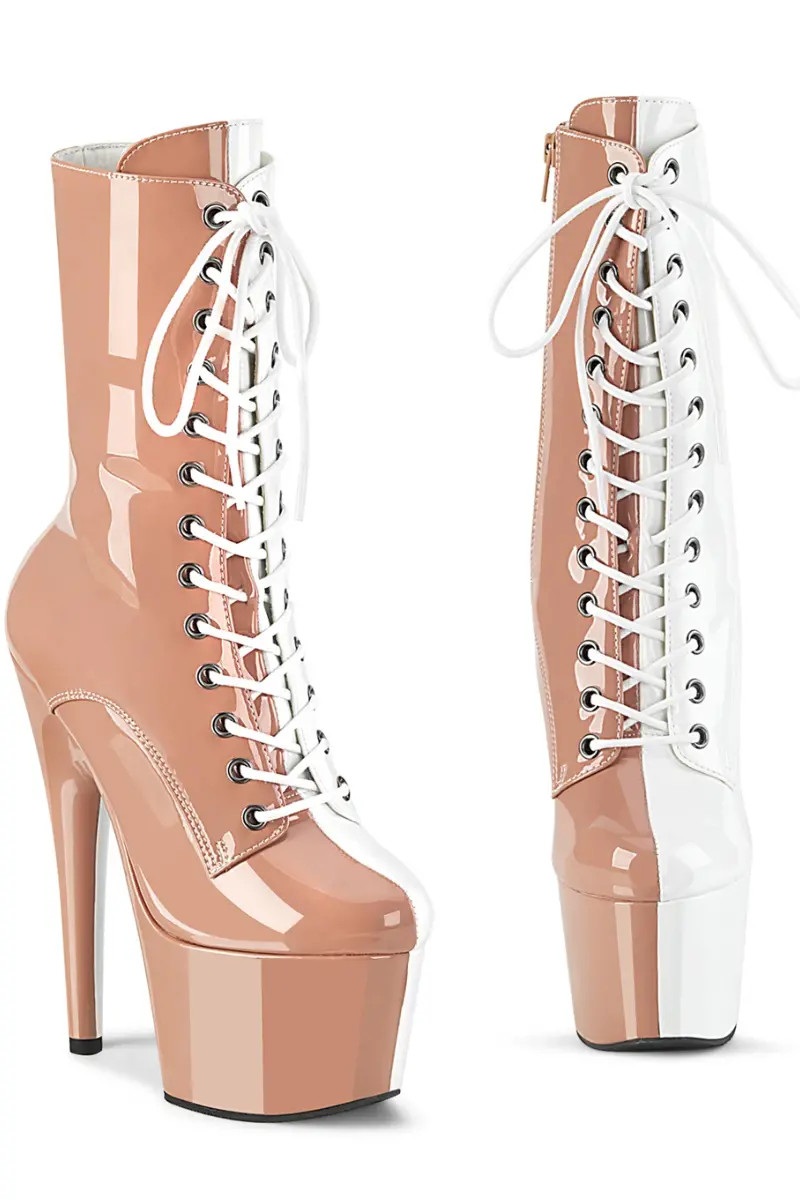 Pleaser Usa Adore-1040Tt 7Inch Boots - Patent Blush/White 1