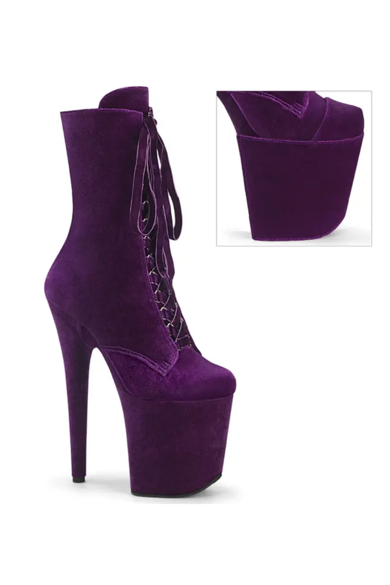 Pleaser Usa Flamingo-1045Vel 8Inch Boots + Protectors - Purple Velvet 1