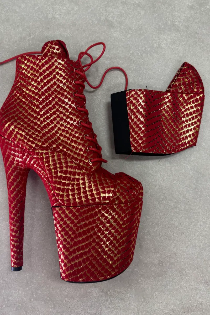 Hella Heels Classique 8Inch Boot Protector - Khaleesi Red & Gold 1
