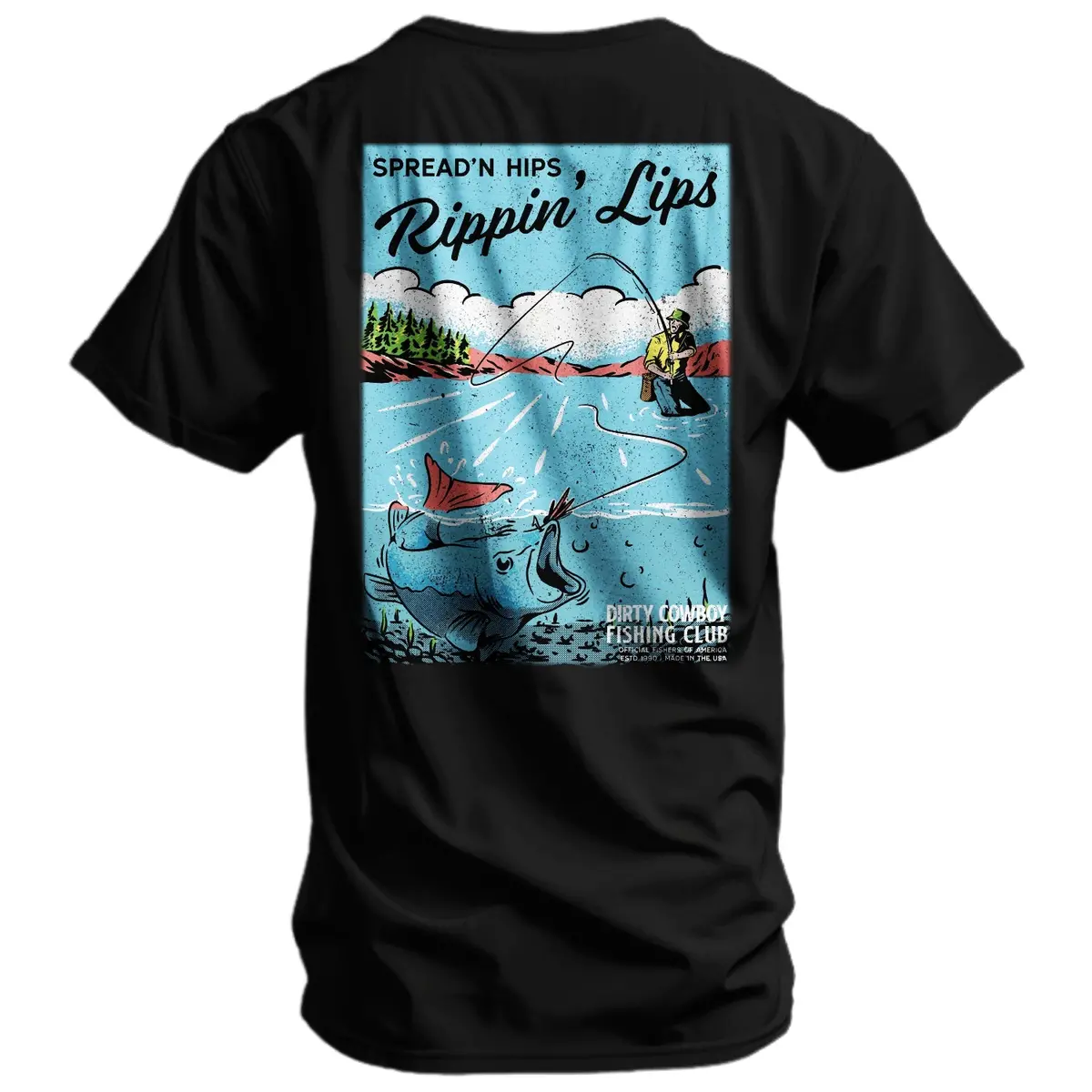 Spreadin' Hips & Rippin' Lips Fishing Club Men's T-Shirt 2
