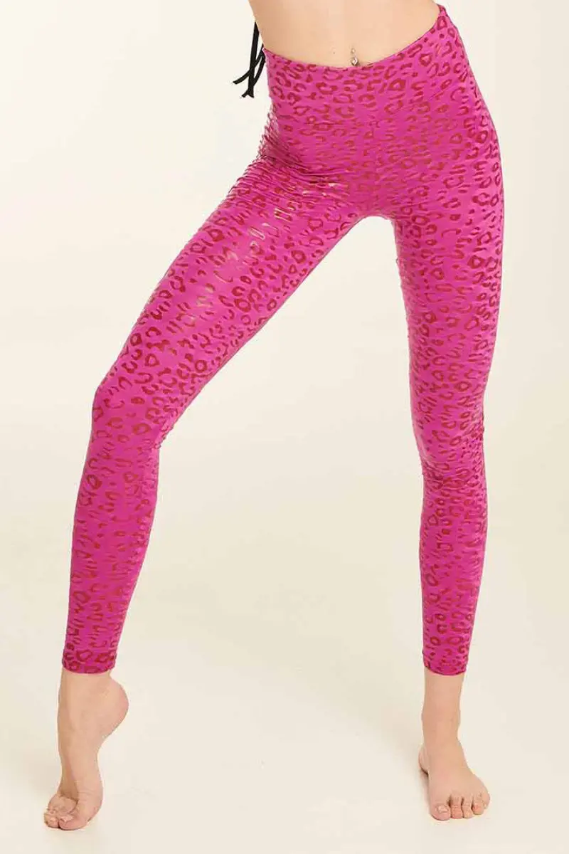 Paradise Chick Superhero Sticky High Waist Leggings - Ruby Leopard 1