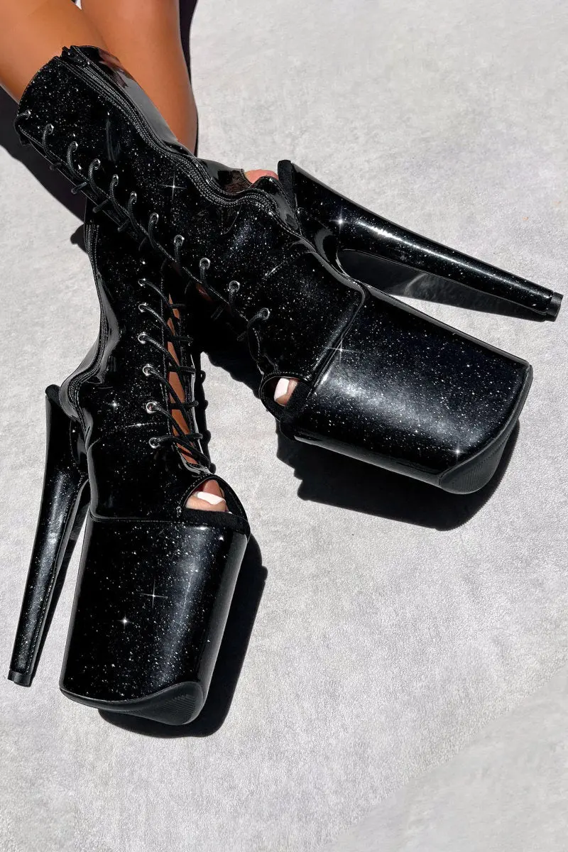 Hella Heels The Glitterati Ohot 8Inch Boots - Sin City 1
